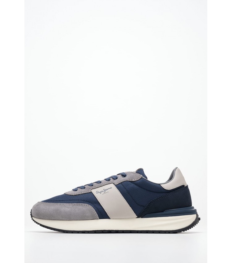 Men Casual Shoes Buster.Supra Blue Fabric Pepe Jeans