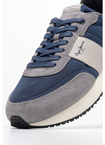 Men Casual Shoes Buster.Supra Blue Fabric Pepe Jeans