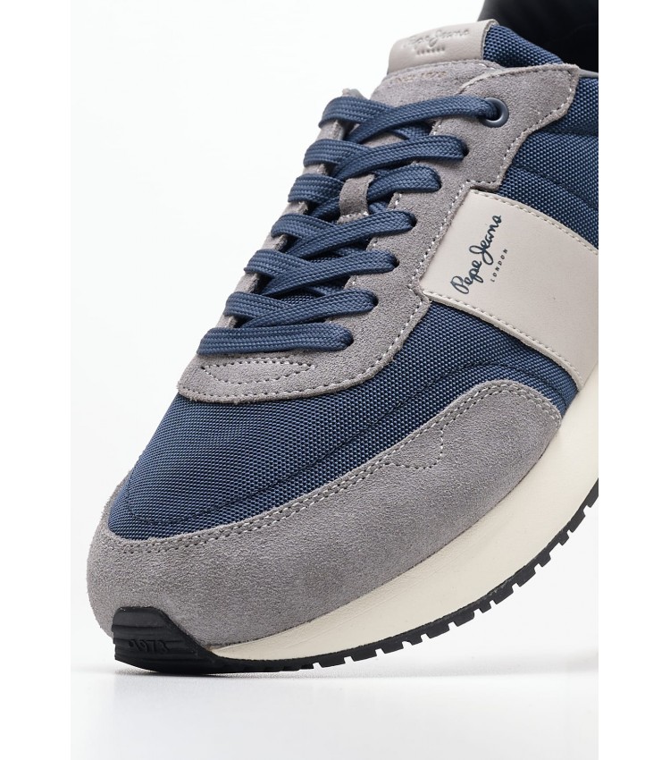 Men Casual Shoes Buster.Supra Blue Fabric Pepe Jeans