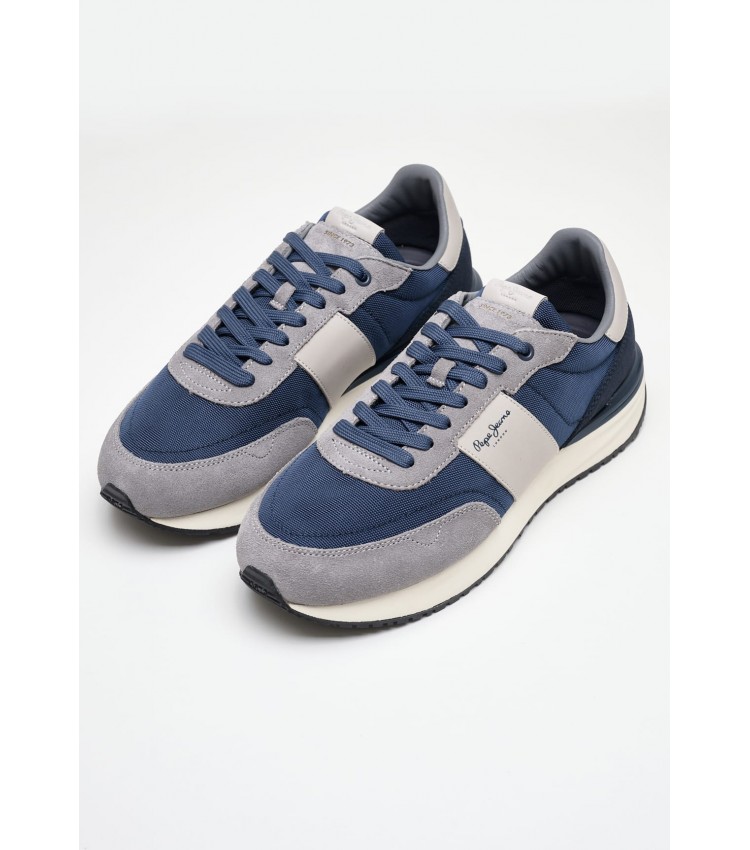 Men Casual Shoes Buster.Supra Blue Fabric Pepe Jeans