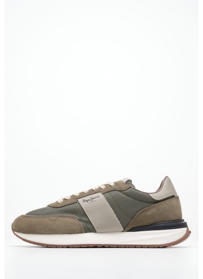 Men Casual Shoes Buster.Supra Khaki Fabric Pepe Jeans