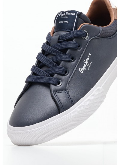 Παιδικά Παπούτσια Casual Kenton.Court.Bw Μπλε ECOleather Pepe Jeans