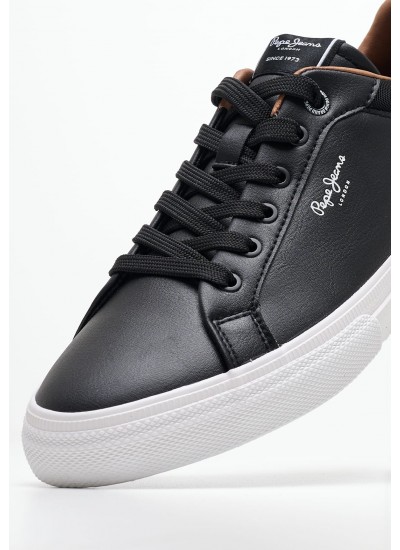 Ανδρικά Παπούτσια Casual Kenton.Court Μαύρο ECOleather Pepe Jeans