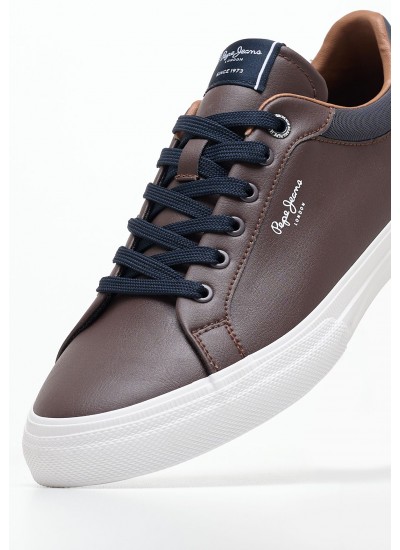 Men Casual Shoes Kenton.Court Brown ECOleather Pepe Jeans