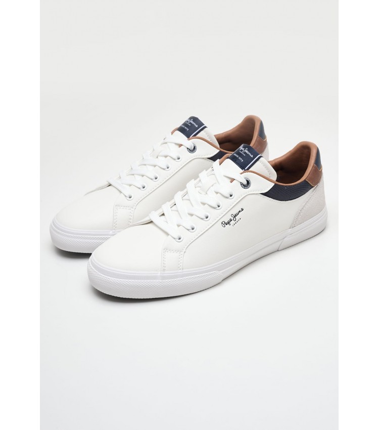 Ανδρικά Παπούτσια Casual Kenton.Court Άσπρο ECOleather Pepe Jeans