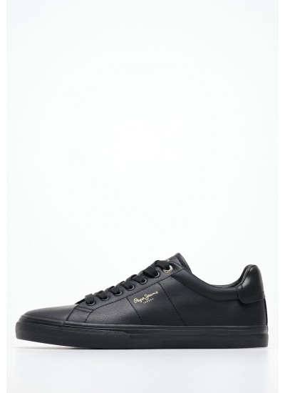 Men Casual Shoes Kenton.Rise Black ECOleather Pepe Jeans