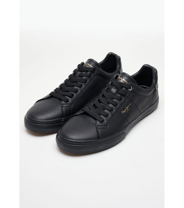 Men Casual Shoes Kenton.Rise Black ECOleather Pepe Jeans