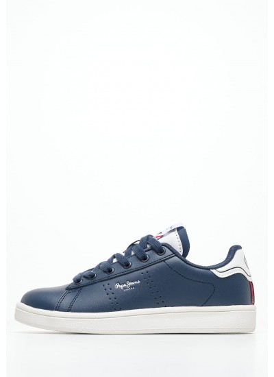 Kids Casual Shoes Player.Air Blue Leather Pepe Jeans