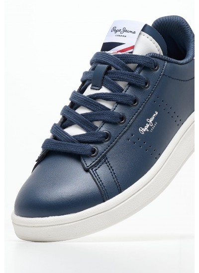 Kids Casual Shoes Player.Air Blue Leather Pepe Jeans