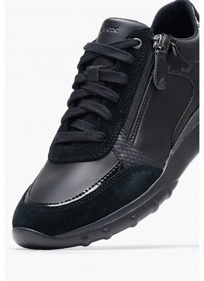 Women Casual Shoes Alleniee.Geobuck Black Leather Geox