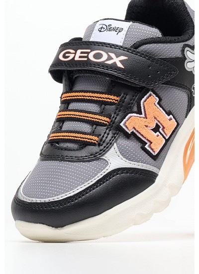 Παιδικά Παπούτσια Casual Ciberdron.E Μαύρο ECOleather Geox