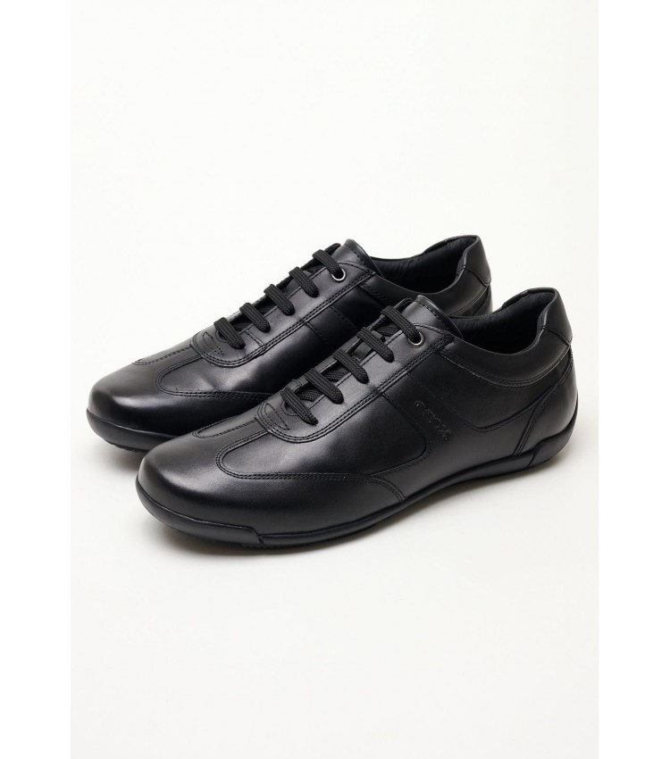 Men Casual Shoes Edgware.A Black Leather Geox