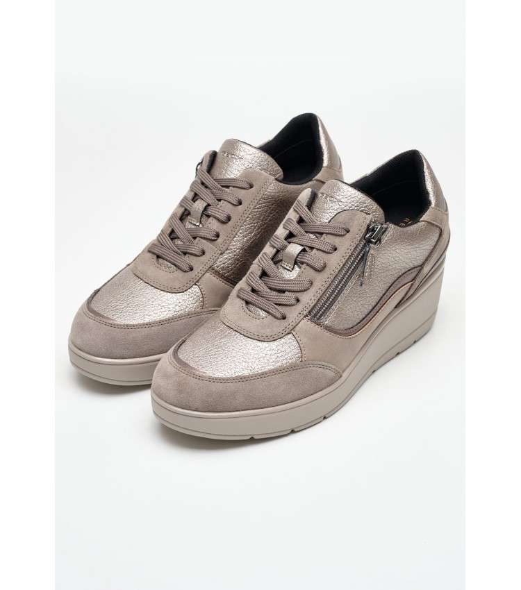 Women Casual Shoes Ilde.Urban Taupe Leather Geox