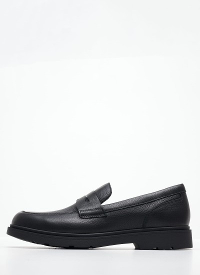 Men Moccasins R6711 Black Leather Boss shoes