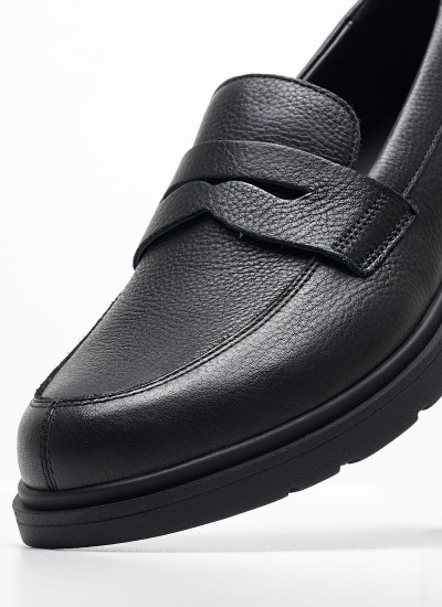 Men Moccasins R6711 Black Leather Boss shoes