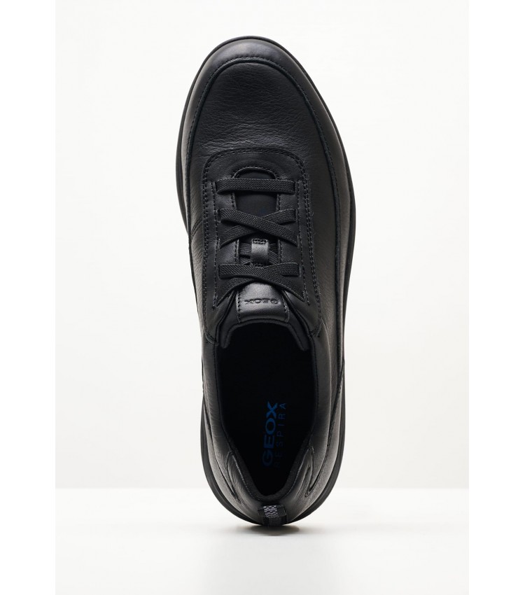 Men Casual Shoes Spherica.Tumbled Black Leather Geox