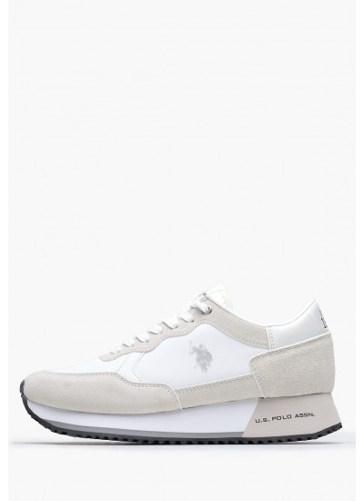 Women Casual Shoes Sacha005A White Buckskin-Fabric U.S. Polo Assn.