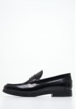 Men Moccasins A6487 Black Leather Boss shoes