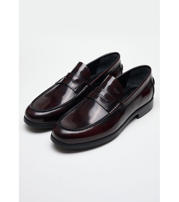 Men Moccasins A6487 Bordo Leather Boss shoes