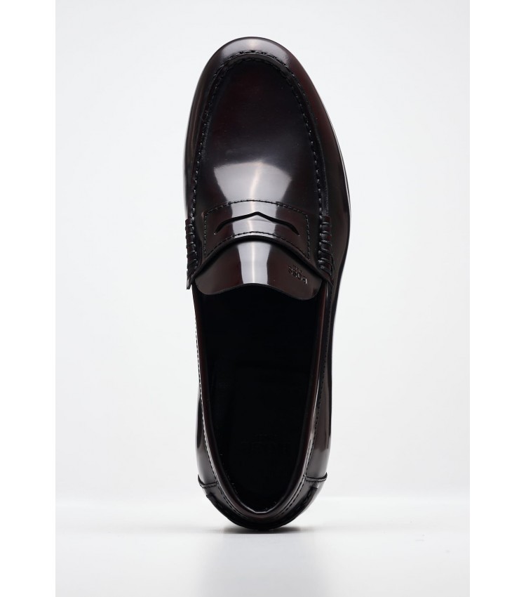 Men Moccasins A6487 Bordo Leather Boss shoes