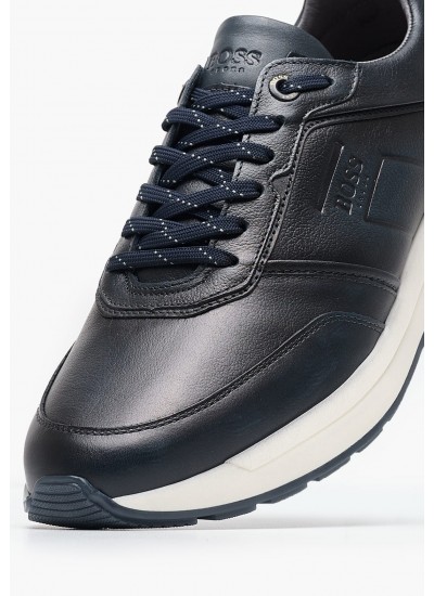 Ανδρικά Παπούτσια Casual AB230 Μπλε Δέρμα Boss shoes