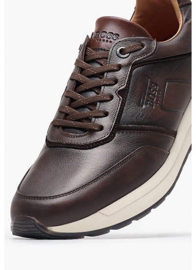 Ανδρικά Παπούτσια Casual AB230 Καφέ Δέρμα Boss shoes