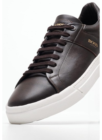 Ανδρικά Παπούτσια Casual AC121 Καφέ Δέρμα Boss shoes