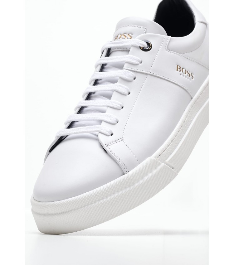 Ανδρικά Παπούτσια Casual AC121 Άσπρο Δέρμα Boss shoes