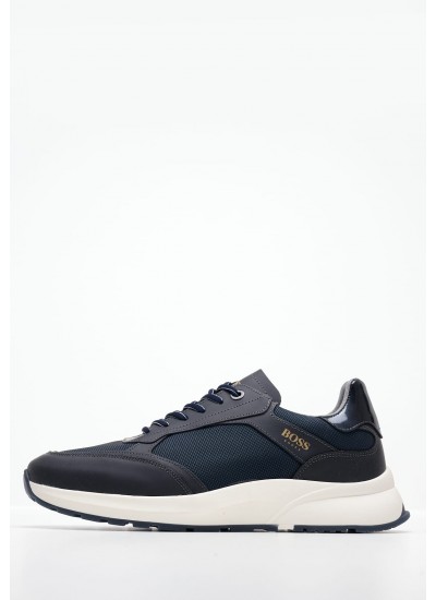 Ανδρικά Παπούτσια Casual Court.Sneaker Μαύρο Δέρμα Ralph Lauren