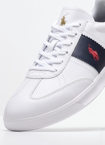 Ανδρικά Παπούτσια Casual Court.Sneaker Μαύρο Δέρμα Ralph Lauren