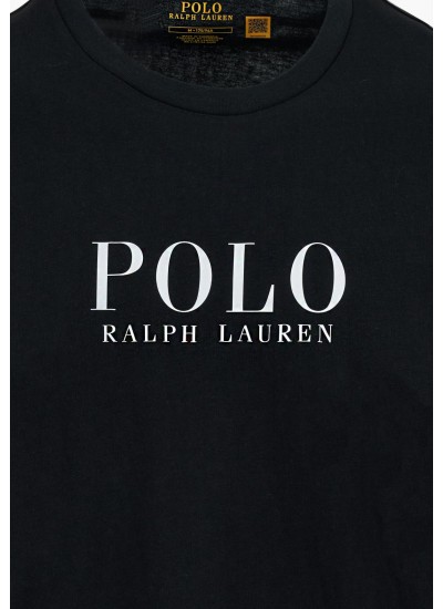 Ανδρικές Μπλούζες Fall.Crew Μαύρο Βαμβάκι Ralph Lauren