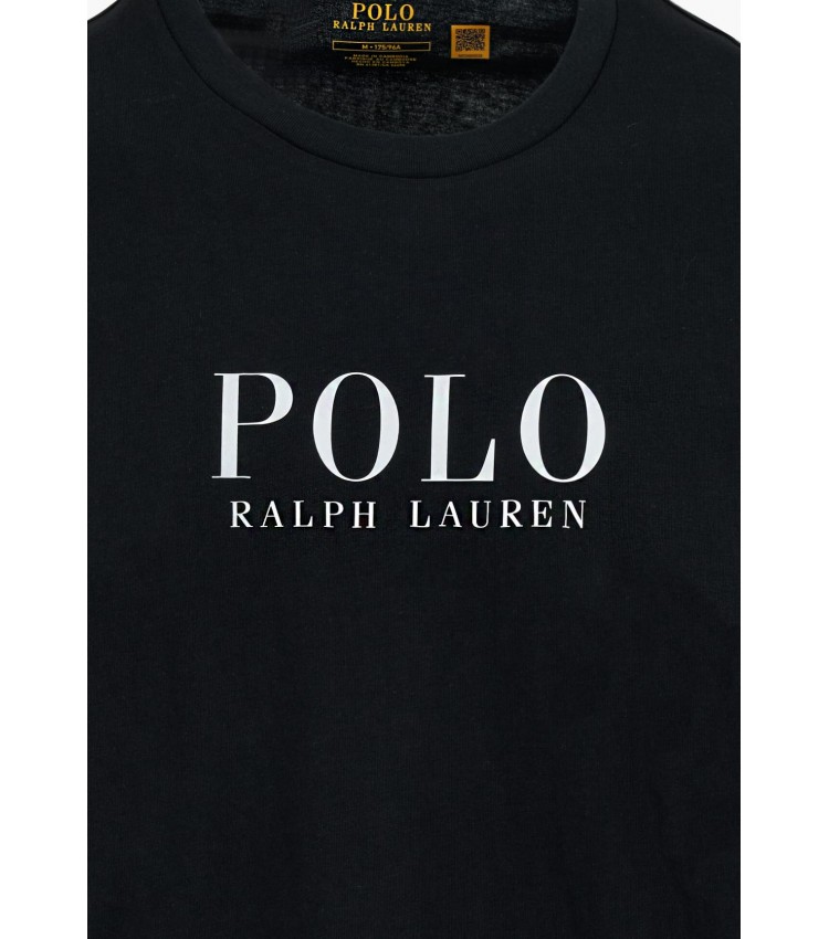 Ανδρικές Μπλούζες Fall.Crew Μαύρο Βαμβάκι Ralph Lauren