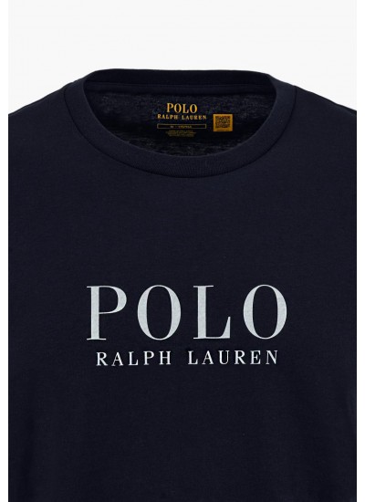 Ανδρικές Μπλούζες Fall.Crew Σκούρο Μπλε Βαμβάκι Ralph Lauren