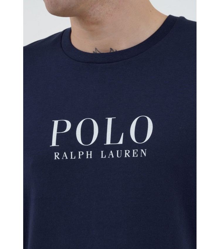 Men T-Shirts Fall.Crew DarkBlue Cotton Ralph Lauren