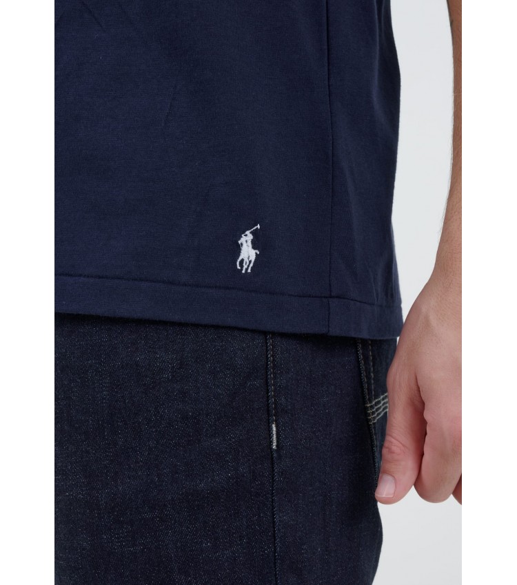 Men T-Shirts Fall.Crew DarkBlue Cotton Ralph Lauren