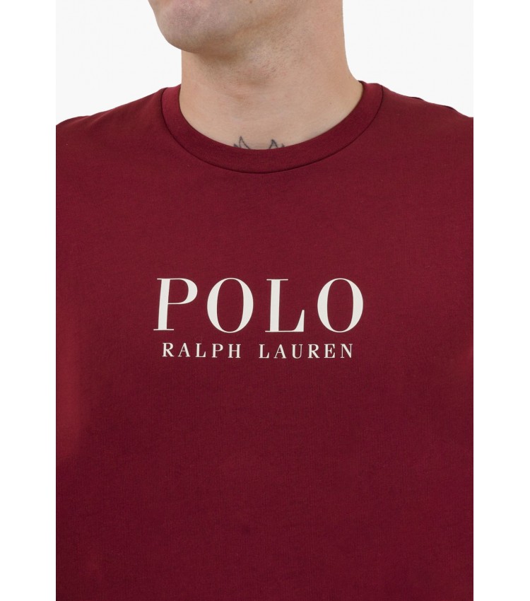 Ανδρικές Μπλούζες Fall.Crew Μπορντό Βαμβάκι Ralph Lauren