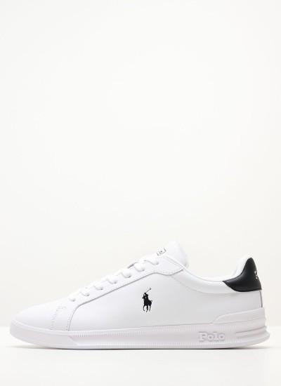 Ανδρικά Παπούτσια Casual Court.Sneaker Μαύρο Δέρμα Ralph Lauren