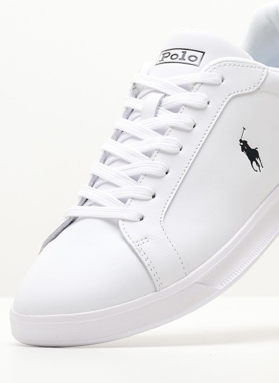 Ανδρικά Παπούτσια Casual Court.Sneaker Μαύρο Δέρμα Ralph Lauren