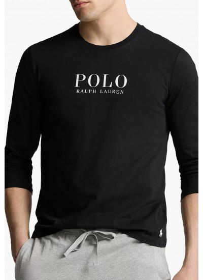 Ανδρικές Μπλούζες Ls.Crew.Top Μαύρο Βαμβάκι Ralph Lauren