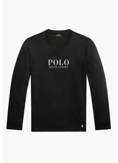 Ανδρικές Μπλούζες Ls.Crew.Top Μαύρο Βαμβάκι Ralph Lauren