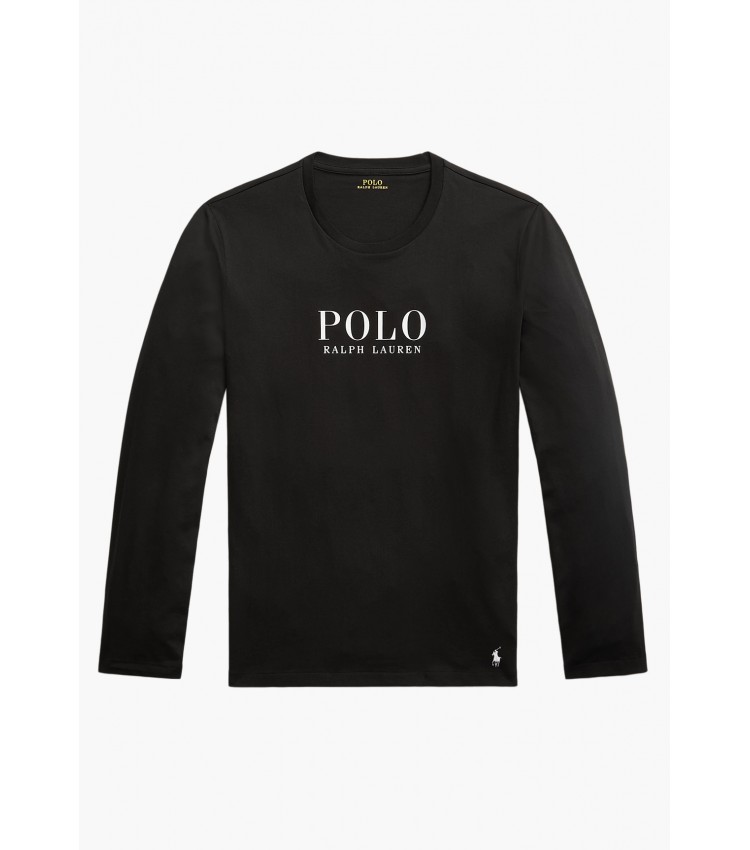 Ανδρικές Μπλούζες Ls.Crew.Top Μαύρο Βαμβάκι Ralph Lauren