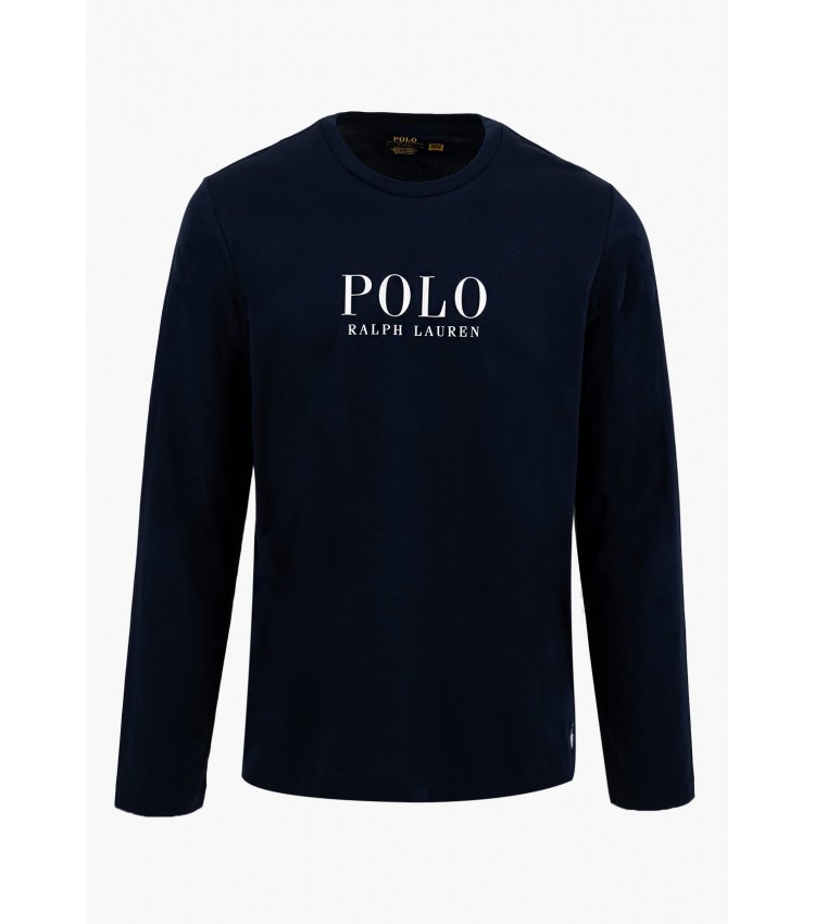 Ανδρικές Μπλούζες Ls.Crew.Top Σκούρο Μπλε Βαμβάκι Ralph Lauren