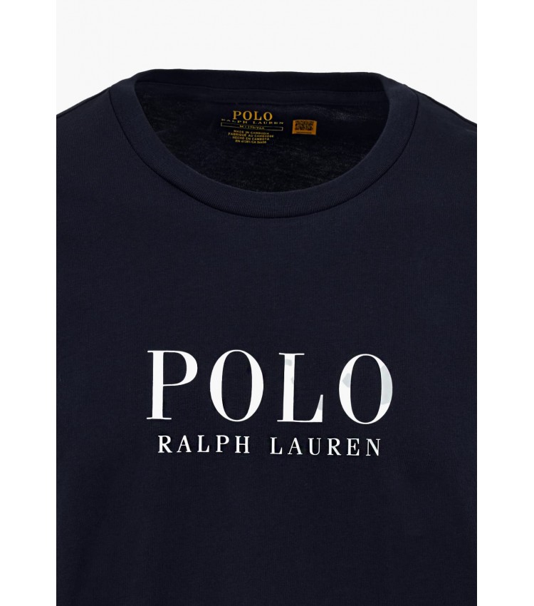 Ανδρικές Μπλούζες Ls.Crew.Top Σκούρο Μπλε Βαμβάκι Ralph Lauren