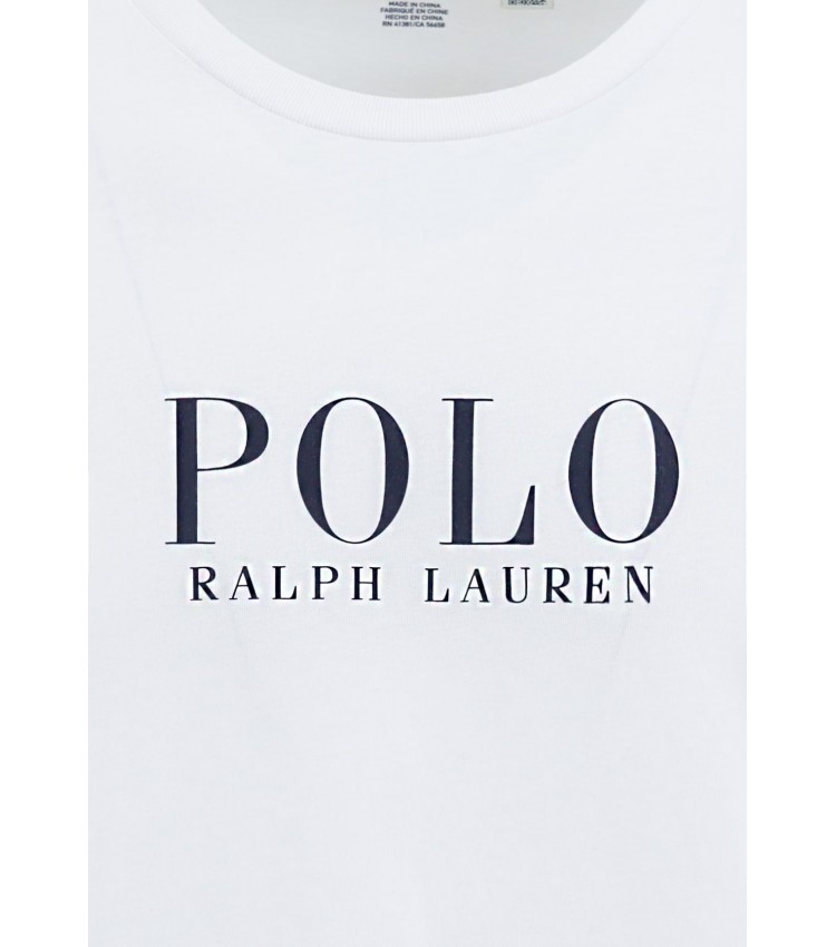 Ανδρικές Μπλούζες Ls.Crew.Top Άσπρο Βαμβάκι Ralph Lauren