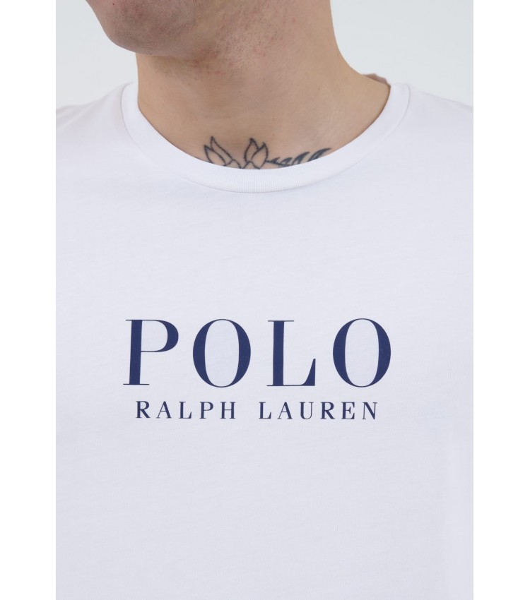 Ανδρικές Μπλούζες Ls.Crew.Top Άσπρο Βαμβάκι Ralph Lauren