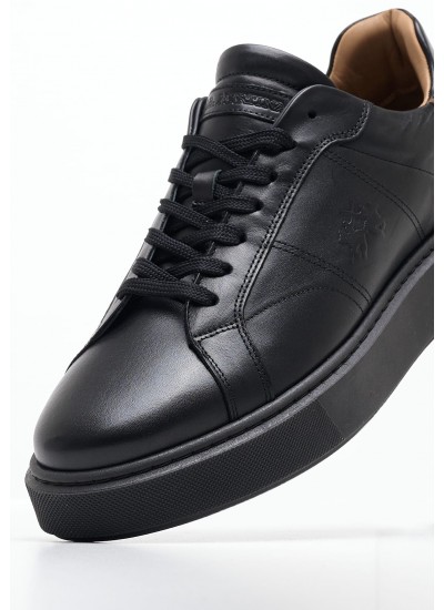 Men Casual Shoes 242001 Black Leather La Martina