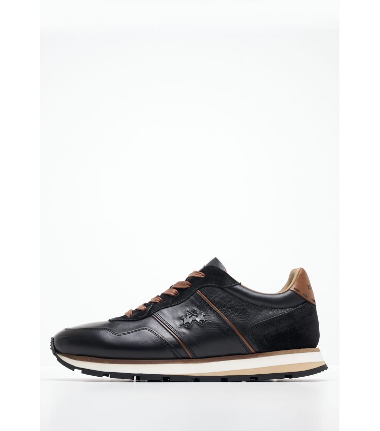 Men Casual Shoes 242071 Black Leather La Martina