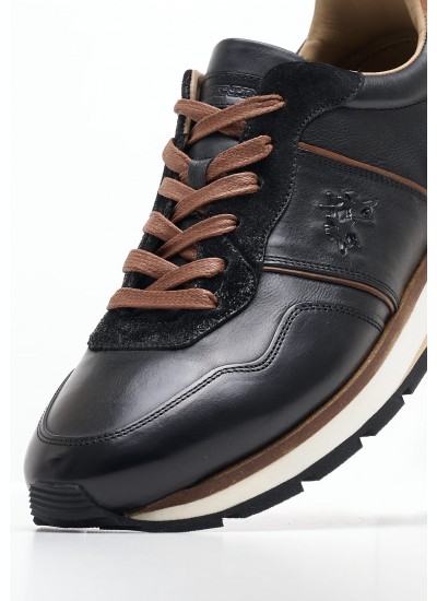 Men Casual Shoes 242071 Black Leather La Martina