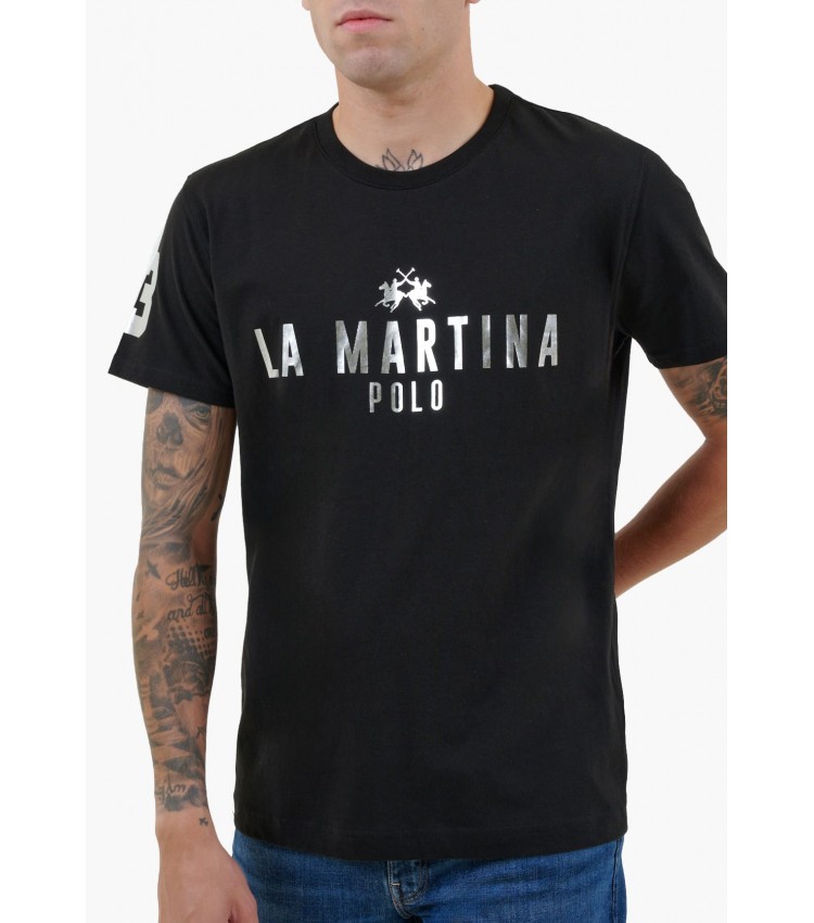 Ανδρικές Μπλούζες Polo.Jersey Μαύρο Βαμβάκι La Martina