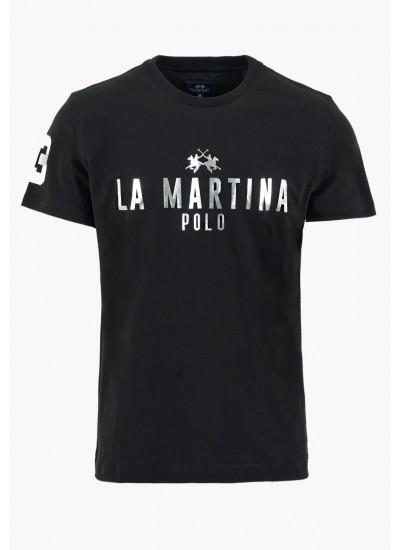 Ανδρικές Μπλούζες Polo.Jersey Μαύρο Βαμβάκι La Martina